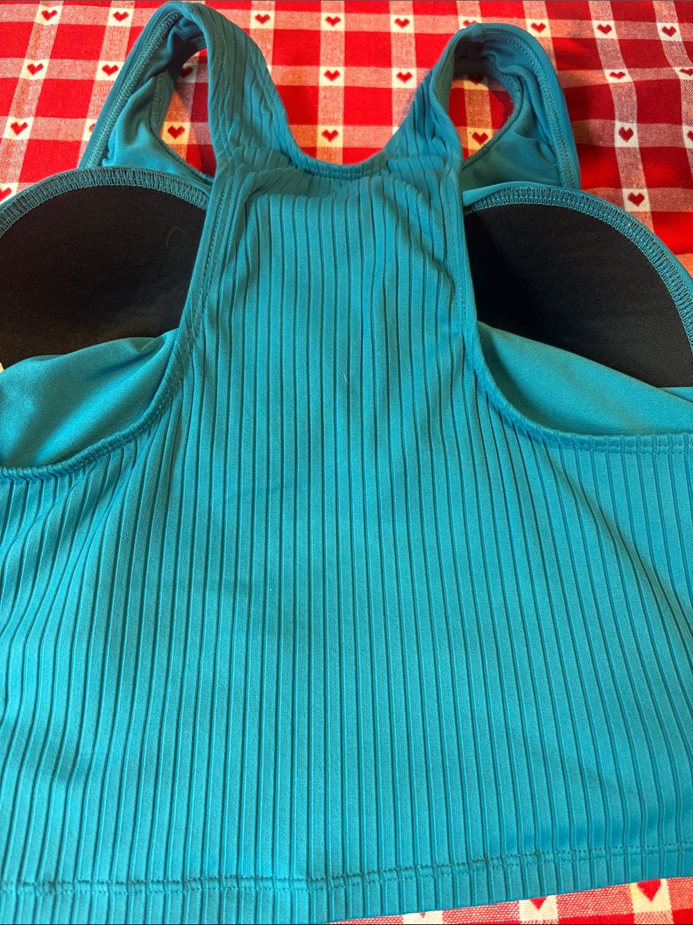 Ribbed Racerback bathing suit in Teal 2 piece - Picture 8 of 9
